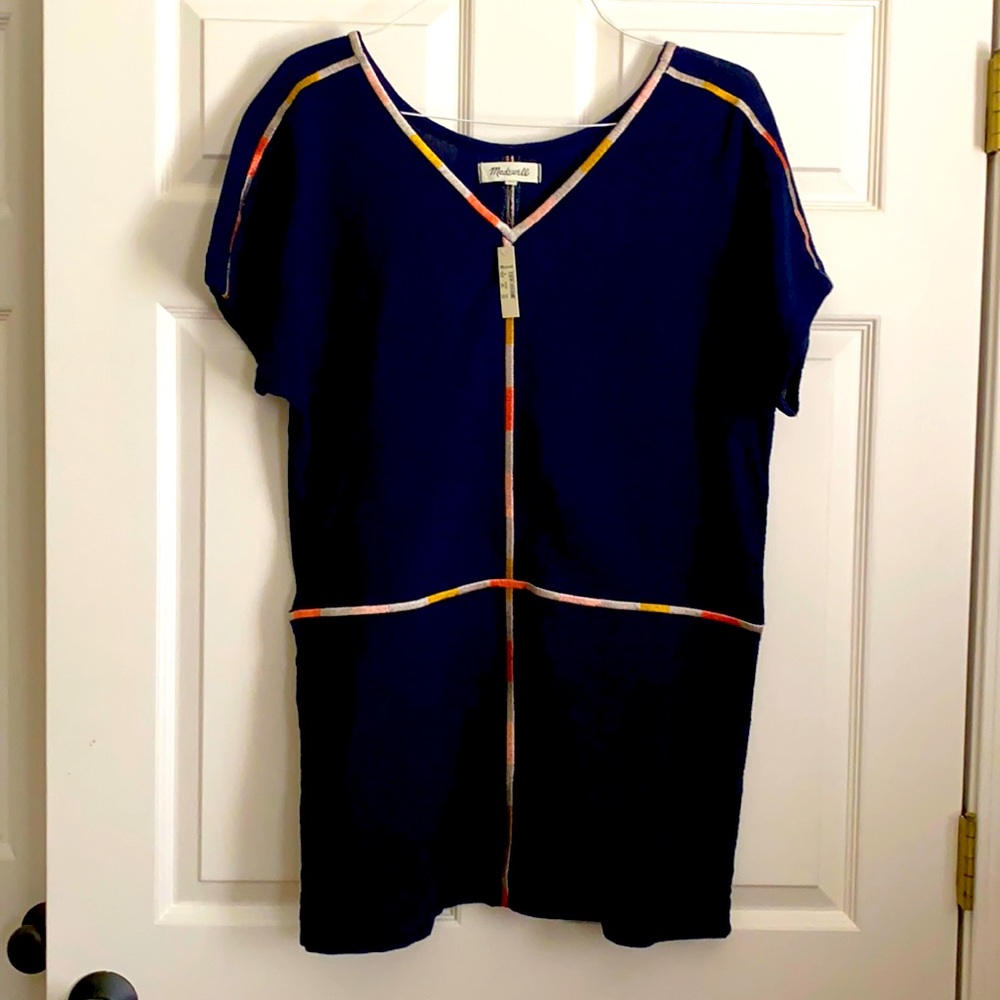 Madewell Navy Embroidered Easy Tunic Dress